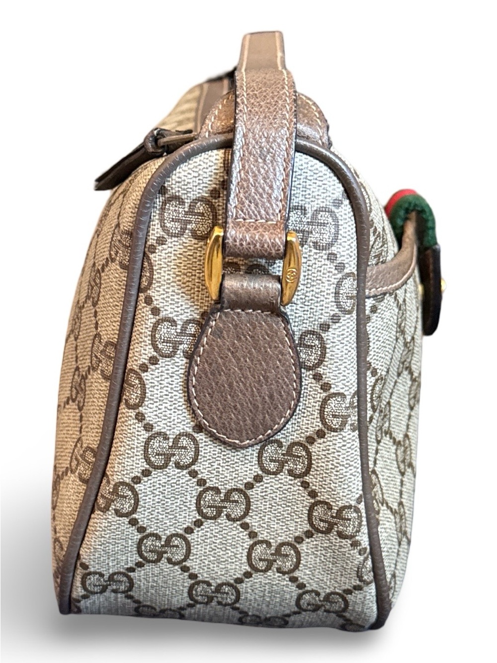 Vintage Gucci Ophidia GG Supreme Web Stripe Shoulder Bag Brown Leather - Picture 12 of 15